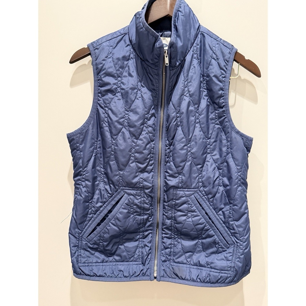 Old Navy Womens Navy Blue Quilted‎ Puffer Vest Full Zip Sleeveless Jacket size S
